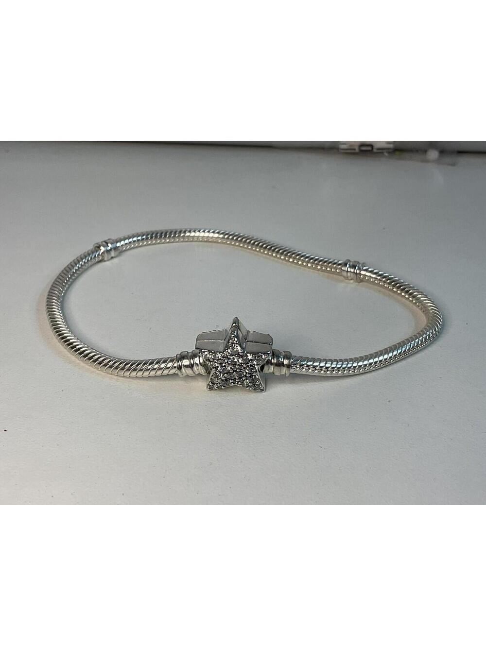 Pandora Snake Chain Bracelet Asymmetrical Sparkling Star Clasp 8” NEW Retired